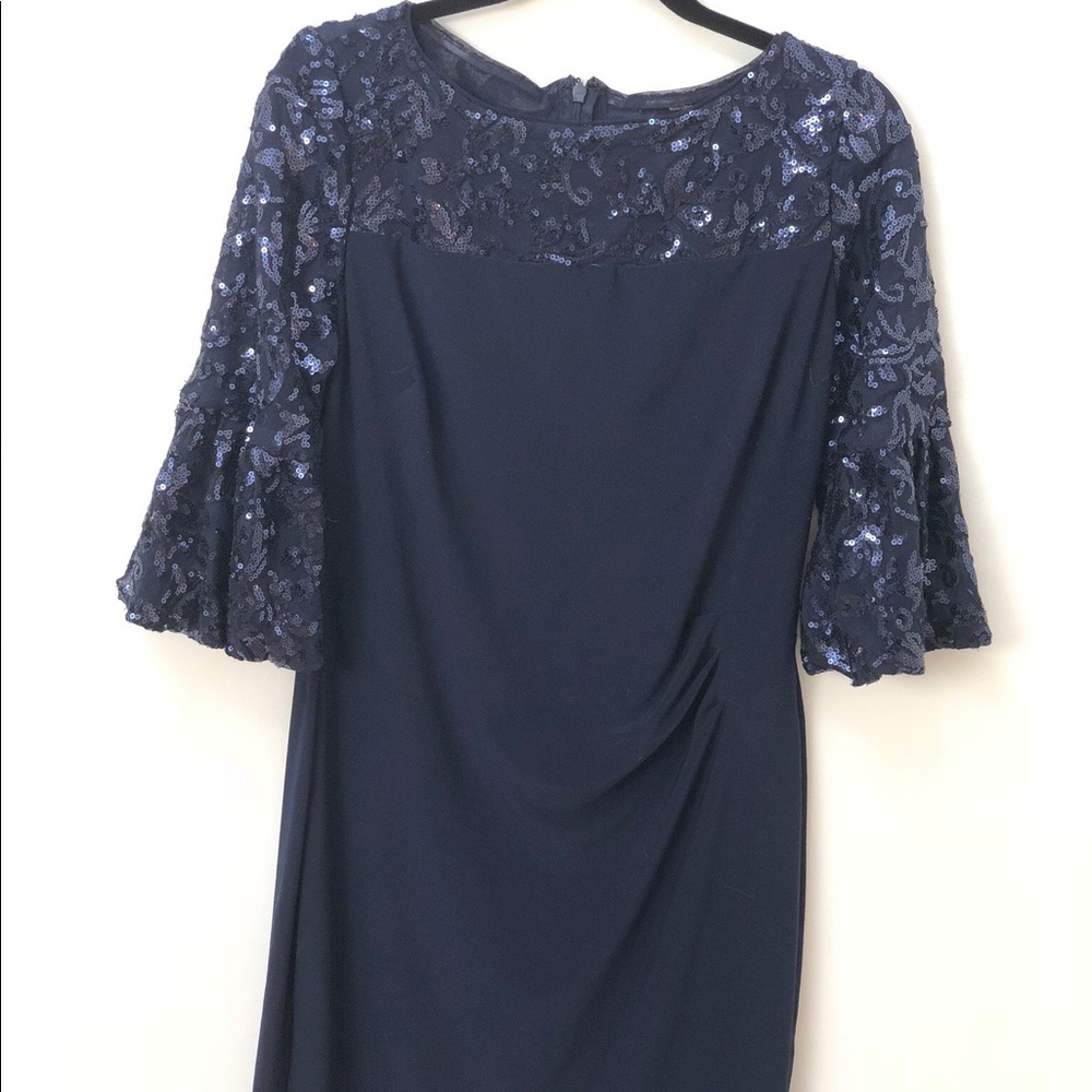 Ralph Lauren Navy Dress with Sequin Bell Sleeves